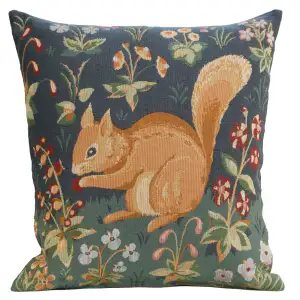 Medieval Tree Squirrel Tapestry Pillow Cover 19x19 Inch Cotton Jacquard Woven Cushion Cover