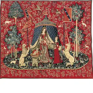 A Mon Seul Desir Desire French Tapestry 36x44 Lady and Unicorn Medieval Jacquard Woven Wall Hanging Home Decor