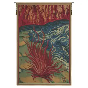 Le Feu I French Tapestry 40x26 Medieval Five Senses Fire Scene Jacquard Woven Wall Hanging European Home Decor