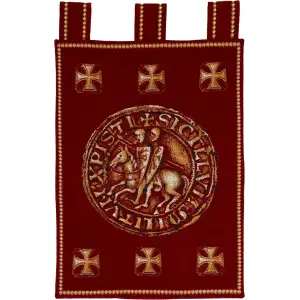 Templiers French Tapestry 22x16 Medieval Templar Knights Crusader Jacquard Woven Wall Hanging Castle Home Decor
