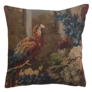 Perroquet French Tapestry Pillow Cover 19x19 Inch Cotton Jacquard Woven Cushion Cover