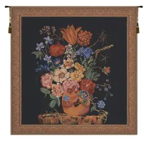 Verendael Terra Cotta Black Belgian Tapestry Wall Hanging 31x30 Inch Cotton Jacquard Woven Wall Tapestry - B - H 23" x W 21"