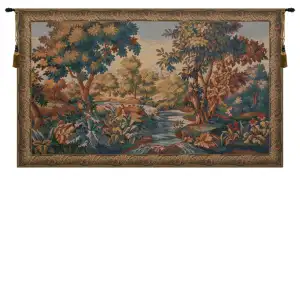 Verdure Aubusson Tapestry Wall Hanging 41 x 69 in French Forest Landscape Jacquard Woven Traditional Wall Art Home Decor - B - H 69" x W 106"