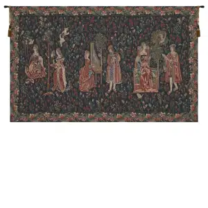 Courtly Scene Galanteries Tapestry Wall Hanging 33 x 54 in Romantic Court Scene Jacquard Woven European Wall Art Home Decor