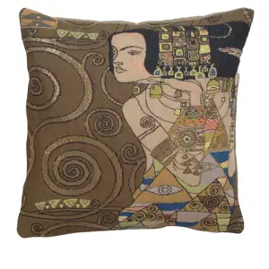 Gustav Klimt Nuit L'Attente Tapestry Pillow Cover 18x18 Inch Cotton Jacquard Woven Cushion Cover
