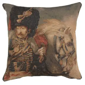 Officer of the Guard French Tapestry Pillow Cover 19x19 Inch Cotton Jacquard Woven Cushion Cover