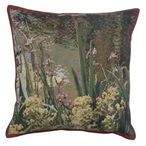 Claude Monet Lively Water Garden Tapestry Pillow Cover 17x17 Inch Cotton Jacquard Woven Cushion Cover