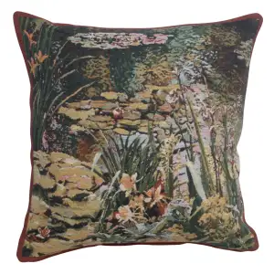 Claude Monet Yellow Garden Tapestry Pillow Cover 17x17 Inch Cotton Jacquard Woven Cushion Cover