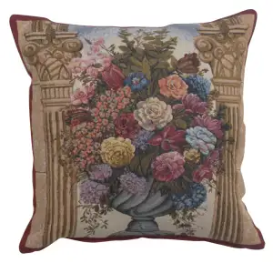 Floral in Arch Tapestry Pillow Cover 17x17 Inch Cotton Jacquard Woven Cushion Cover