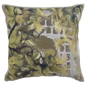 Vintage Jardin Tree Tapestry Pillow Cover 17x17 Inch Cotton Jacquard Woven Cushion Cover