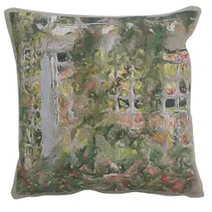 Vintage Jardin Red Tapestry Pillow Cover 17x17 Inch Cotton Jacquard Woven Cushion Cover