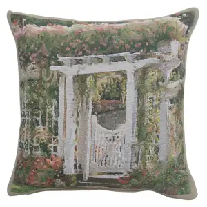 Vintage Jardin Poort Tapestry Pillow Cover 17x17 Inch Cotton Jacquard Woven Cushion Cover