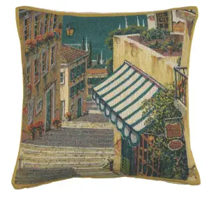 Robert Pejman Bellagio Village Tapestry Pillow Cover 17x17 Inch Cotton Jacquard Woven Cushion Cover