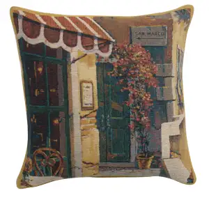 Robert Pejman Passage to San Marco Tapestry Pillow Cover 17x17 Inch Cotton Jacquard Woven Cushion Cover