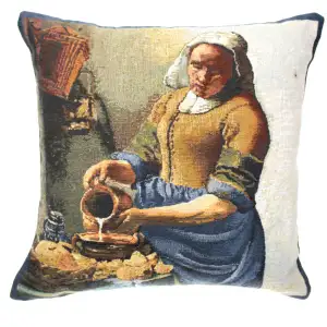 Johannes Vermeer Servant Girl I Tapestry Pillow Cover 17x17 Inch Cotton Jacquard Woven Cushion Cover