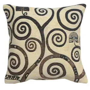 Gustav Klimt Lebensbaum Branches Tapestry Pillow Cover 17x17 Inch Cotton Jacquard Woven Cushion Cover