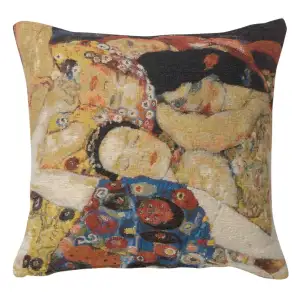 Gustav Klimt Virgin Faces Tapestry Pillow Cover 17x17 Inch Cotton Jacquard Woven Cushion Cover