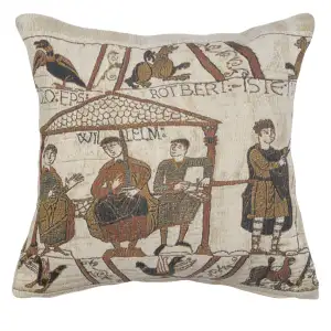 Banquet Feast Belgian Tapestry Pillow Cover 17x17 Inch Cotton Jacquard Woven Cushion Cover