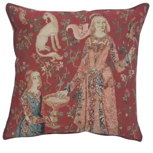 Medieval Licorne Gout Tapestry Pillow Cover 17x17 Inch Cotton Jacquard Woven Cushion Cover