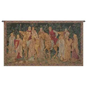 William Morris Les Croises II Tapestry Wall Hanging 26 x 46 in Medieval Knights Arts and Crafts Jacquard Woven Wall Art