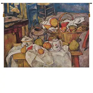 Paul Cezanne Cezanne Basket on Table Tapestry Wall Hanging 29 x 39 in Still Life Fruit Jacquard Woven Wall Art