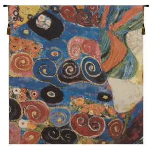 Gustav Klimt Virgin Dress Vintage Tapestry Wall Hanging 26 x 26 in Art Nouveau Figurative Jacquard Woven Wall Art