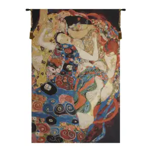 Gustav Klimt Virgin Vintage Tapestry Wall Hanging 72 x 48 in Art Nouveau Figurative Jacquard Woven Wall Art