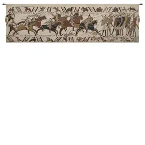 Bayeux Battle of Hastings II Vintage Tapestry Wall Hanging 26 x 90 in Medieval Norman Battle Jacquard Woven Wall Art