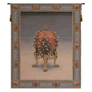 Medieval Lily of the Valley Jewel Vintage Tapestry Wall Hanging 38 x 30 in Floral Jacquard Woven Wall Art