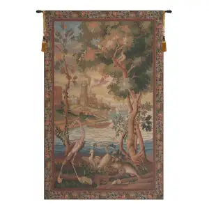 Flamingo Belgian Tapestry Wall Hanging 62x38 Inch Cotton Jacquard Woven Wall Tapestry
