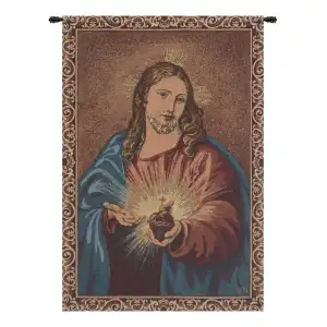Heart of Jesus European Tapestry Wall Hanging Cotton Jacquard Woven Wall Tapestry