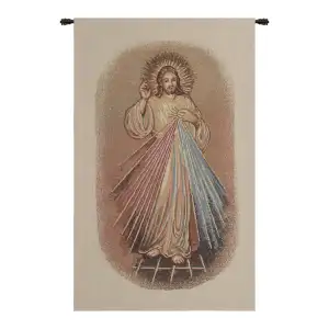 Merciful Jesus Lectern European Tapestry Wall Hanging 36x20 Inch Cotton Jacquard Woven Wall Tapestry