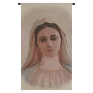 Our Lady Of Medjugorie European Tapestry 37 in. x 20 in Alberto Passini Religious Madonna Jacquard Woven Wall Hanging