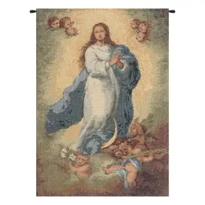 Murillo Madonna European Tapestry Wall Hanging 17x12 Inch Cotton Jacquard Woven Wall Tapestry