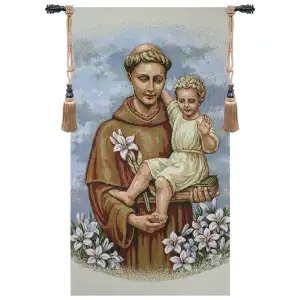 Saint Anthony European Tapestry Wall Hanging 39x21 Inch Cotton Jacquard Woven Wall Tapestry