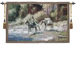 A Good Crossing II Fine Art Tapestry 56x80 Nautical Coastal Landscape Jacquard Woven Wall Hanging Home Decor
