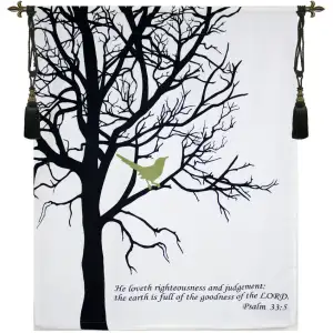 Bird with Verse Fine Art Tapestry 42x35 Inspirational Bird Nature Jacquard Woven Wall Hanging Traditional Home Decor
