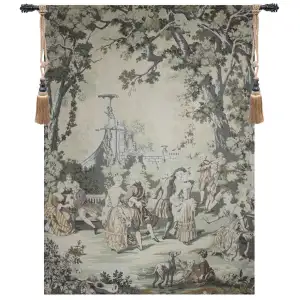Dancing On The Green Fine Art Tapestry 76 in. x 50 in Country Dance Scene Jacquard Woven Wall Hanging