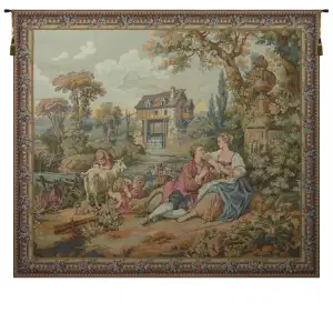 Repos Fontaine Rest Fountain French Tapestry 63x73 Classical Garden Fountain Landscape Jacquard Woven Wall Hanging French Decor