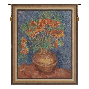 Vincent Van Gogh Fritillaria Vintage Tapestry Wall Hanging 35 x 27 in Floral Still Life Jacquard Woven Wall Art