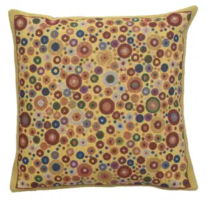 Gustav Klimt Polka Dots Tapestry Pillow Cover 16x16 Inch Cotton Jacquard Woven Cushion Cover