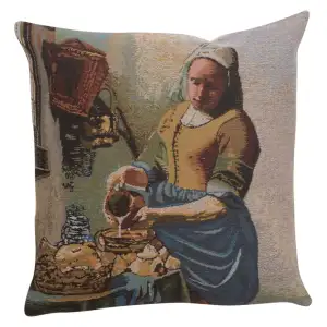 Johannes Vermeer The Servant Girl Tapestry Pillow Cover 16x16 Inch Cotton Jacquard Woven Cushion Cover