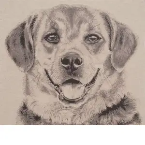 Happy Canine Stretched Wall Tapestry 22x24 Inch Dog Portrait Woven Animal Home Decor