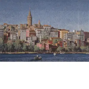 City by the Sea Stretched Wall Tapestry 23x33 Inch Coastal Landscape Woven Home Decor
