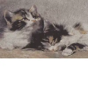 Cuddle Buddies Stretched Wall Tapestry 23x29 Inch Animal Portrait Woven Decorative Home Decor