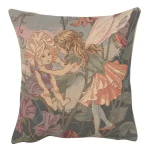 Cicely Mary Barker Sweet Pea Fairy Tapestry Pillow Cover 14x14 Inch Cotton Jacquard Woven Cushion Cover
