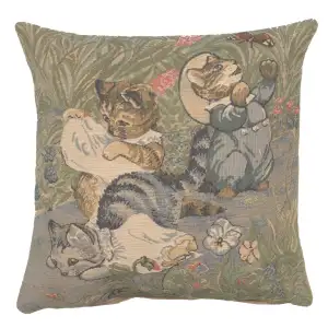 Beatrix Potter Tom Kitten Tapestry Pillow Cover 14x14 Inch Cotton Jacquard Woven Cushion Cover