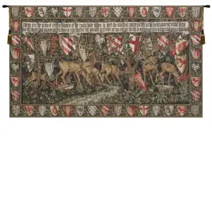 Edward Burne Jones Verdure With Reindeer I Tapestry Wall Hanging 53 x 92 in Jacquard Woven Woodland Animal Wall Art