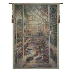 Greenhouse Retreat Tapestry Wall Hanging 76x53 Inch Cotton Jacquard Woven Wall Tapestry